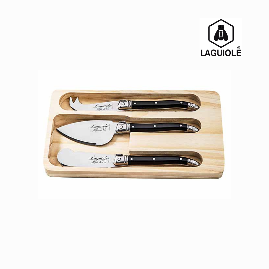 Laguiole "Style de Vie - Premium Line" Cheese Knives Set 3 Pcs Black