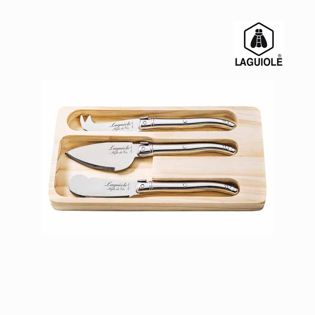 Laguiole "Style de Vie - Premium Line" Cheese Knives Set 3 Pcs Silver