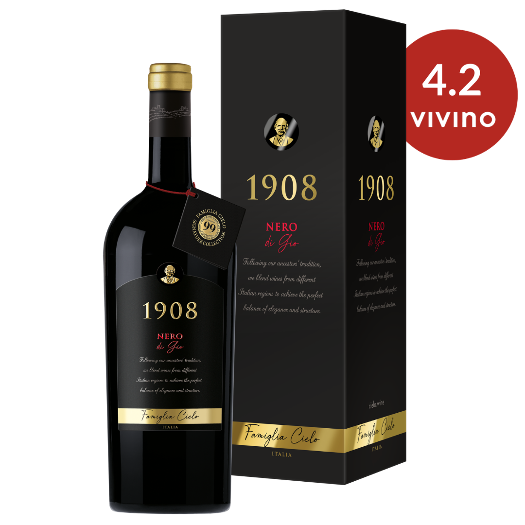 Cielo 1908 Nero di Gio Magnum in giftbox Red Dot Wine